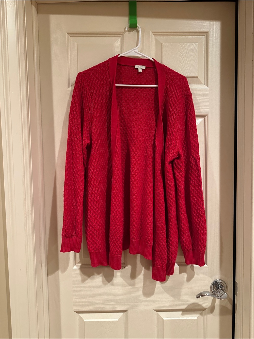 Talbots Open-Front Red Knit Cardigan